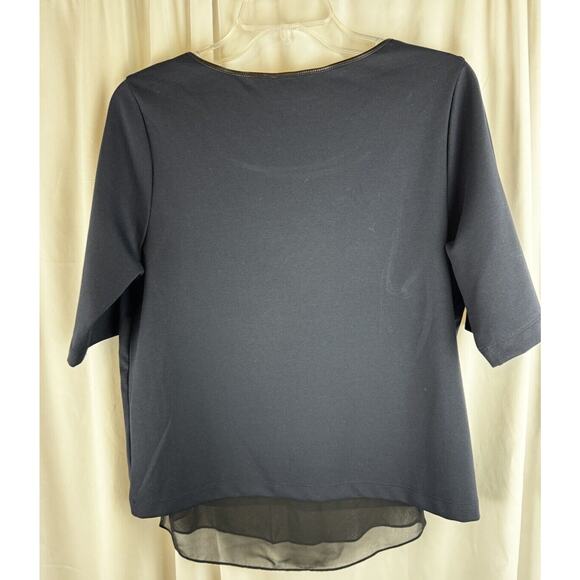 Ann Taylor Tunic Faux Leather Trim, Blue & Black, Sz: S, 55-16 - Picture 4 of 15